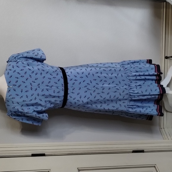 Draper James Collection Border Print Floral Tulip Dress Size 8 Blue/Pink Silk - Picture 4 of 12